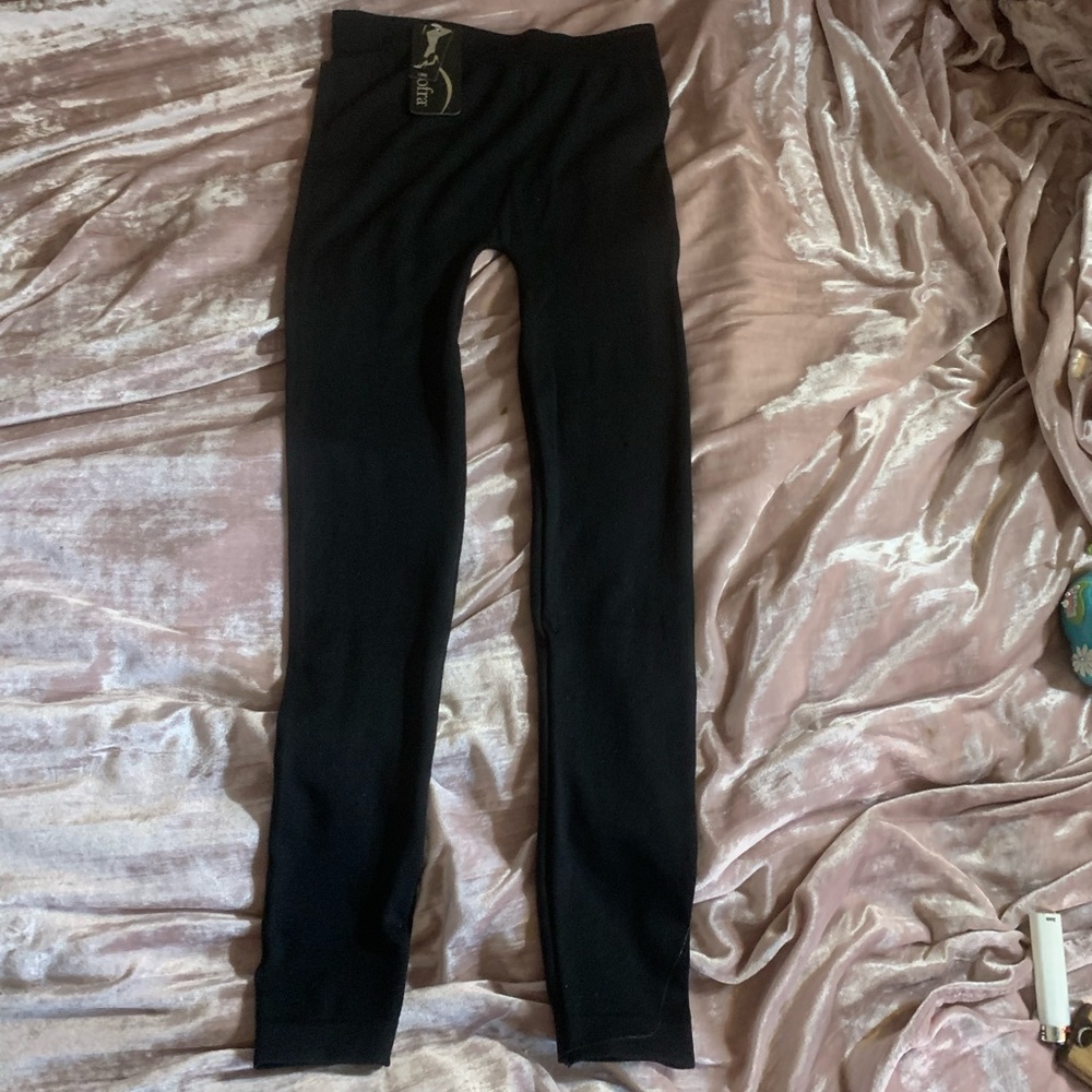NWT Sofra O/S Black tight stretchy long leggings